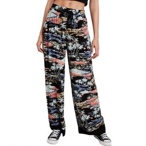 Free People Hawaiian Palazzo Pants Lagoon Print Wide Leg